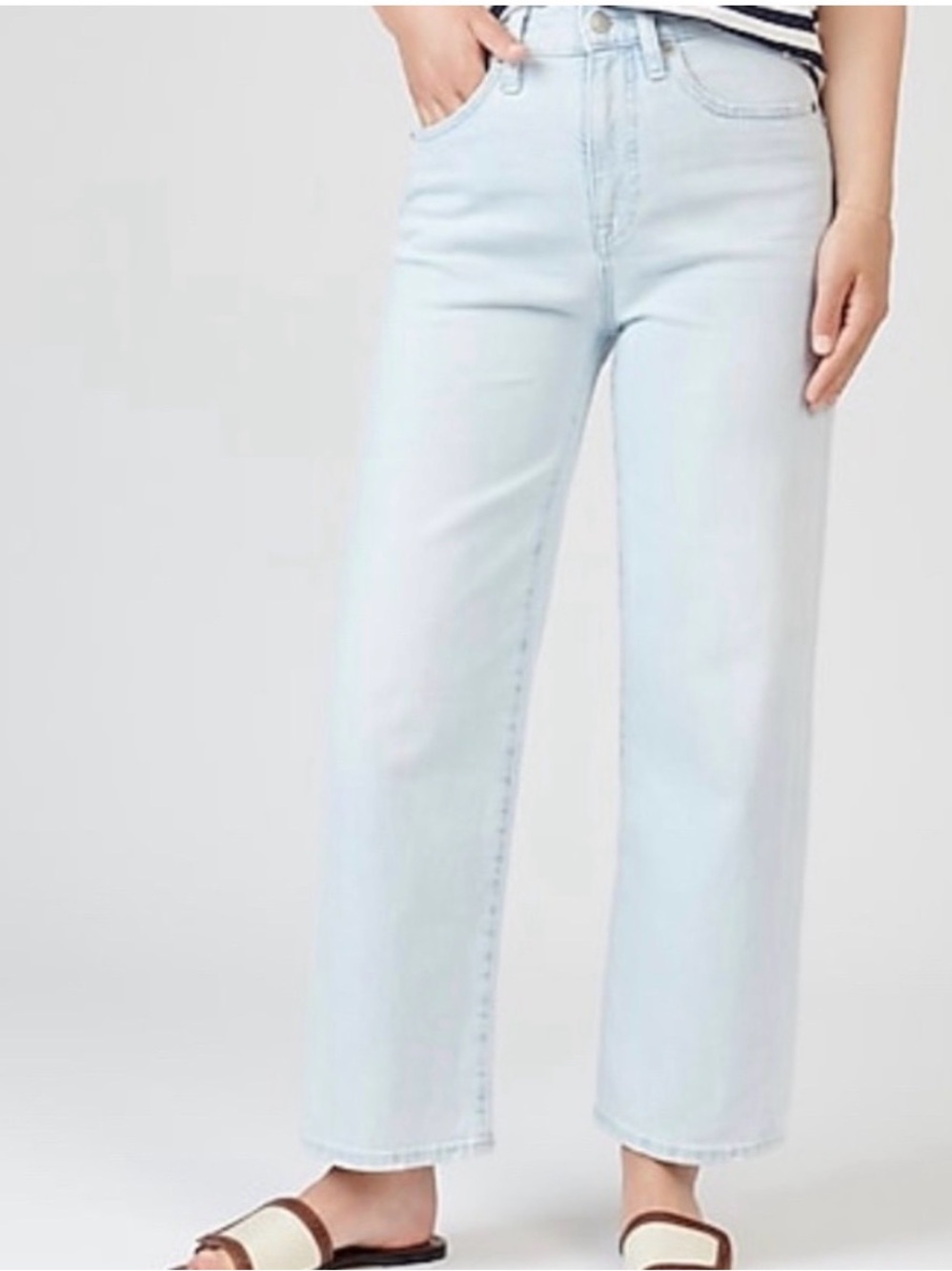 J Crew Denim Light Blue Slim Wide Leg Jeans in Misty Surf Wash Size 30